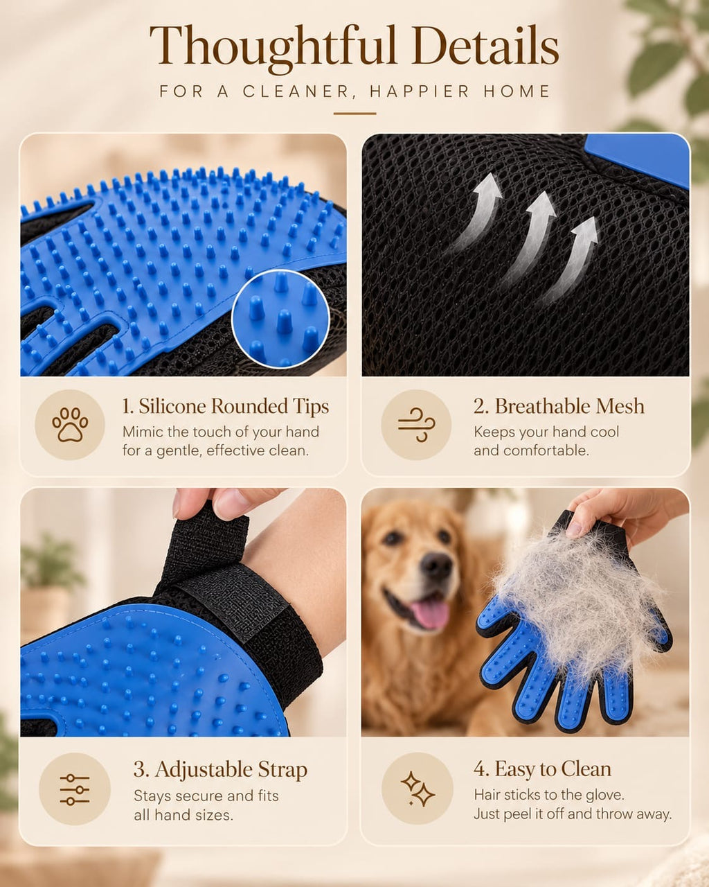 Deshedding Spa Gloves